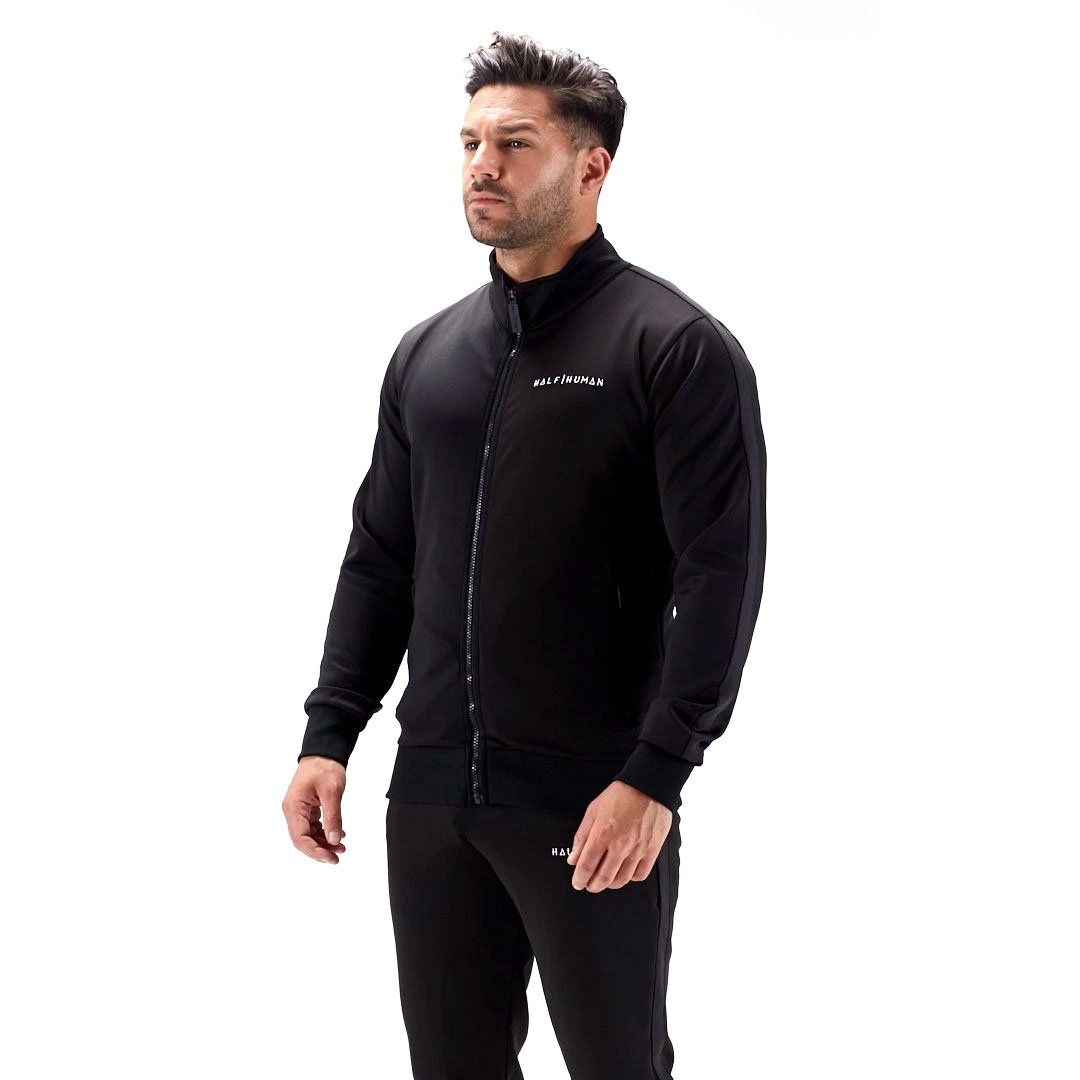 |Half Human Mens Poly Track Jacket - Model Front|