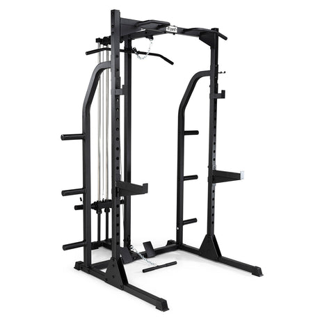 Fuel Fitness Power Rack with Hi-Lo Pulley and FID Weight Bench