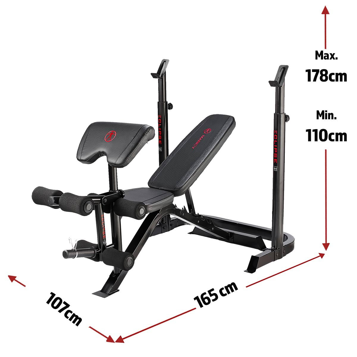 |MarcyEclipseBE3000MidWidthBarbellWeightBenchDims|
