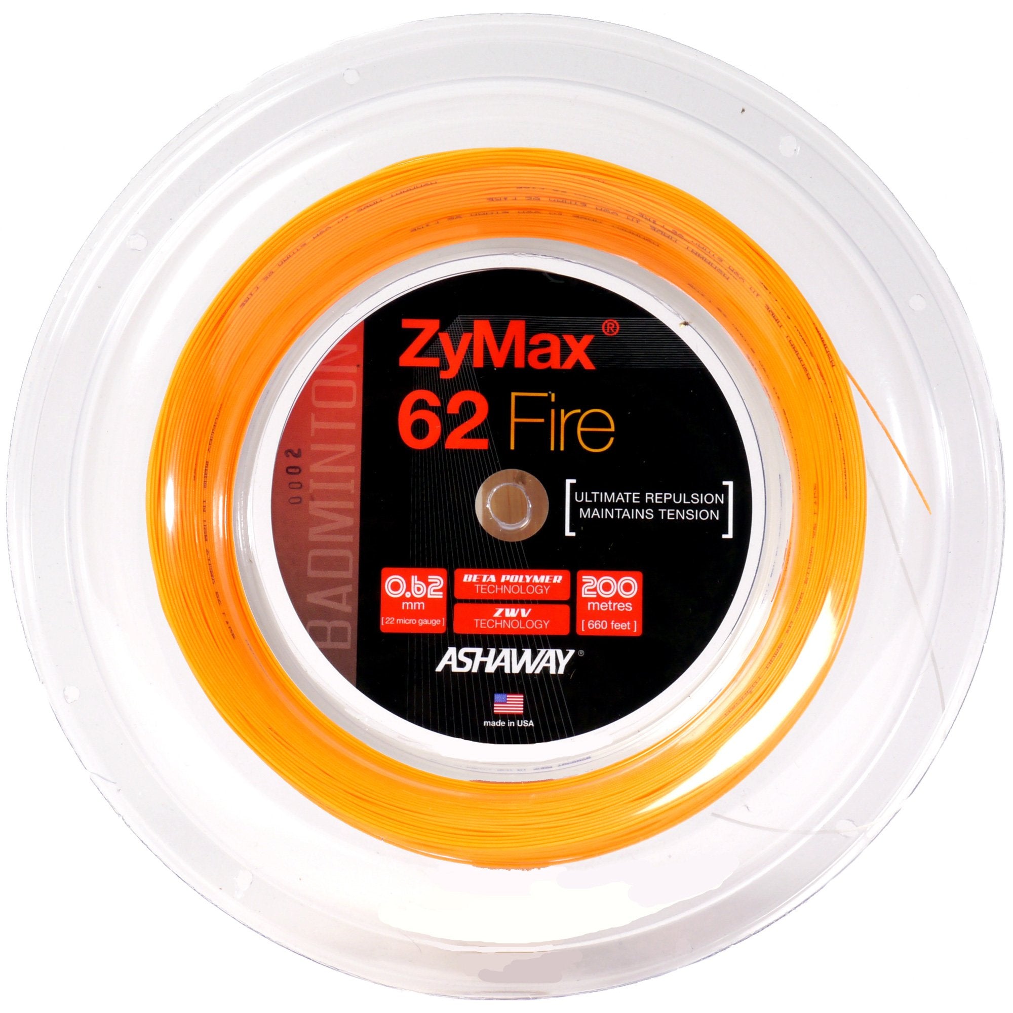 Zymax 62 Fire Badminton String 200m Reel