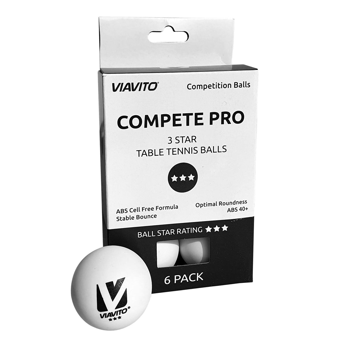 Compete Pro 3 Star Table Tennis Balls Pack 6