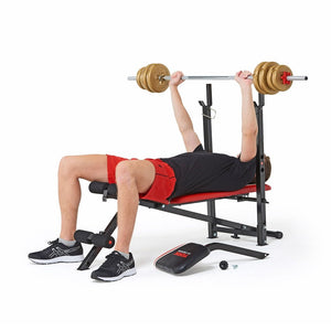 York Warrior 2 in 1 Folding Barbell and Ab Bench with Curl