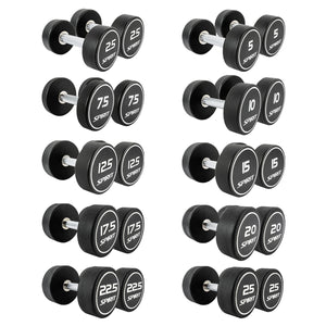 |Spirit Fitness 2.5kg to 25kg Round CPU Dumbbells Set 10 pairs|