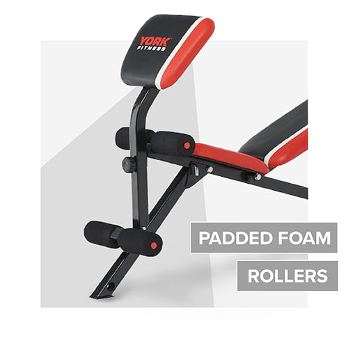 York fitness warrior 2 in 1 folding barbell & ab bench with curl hotsell
