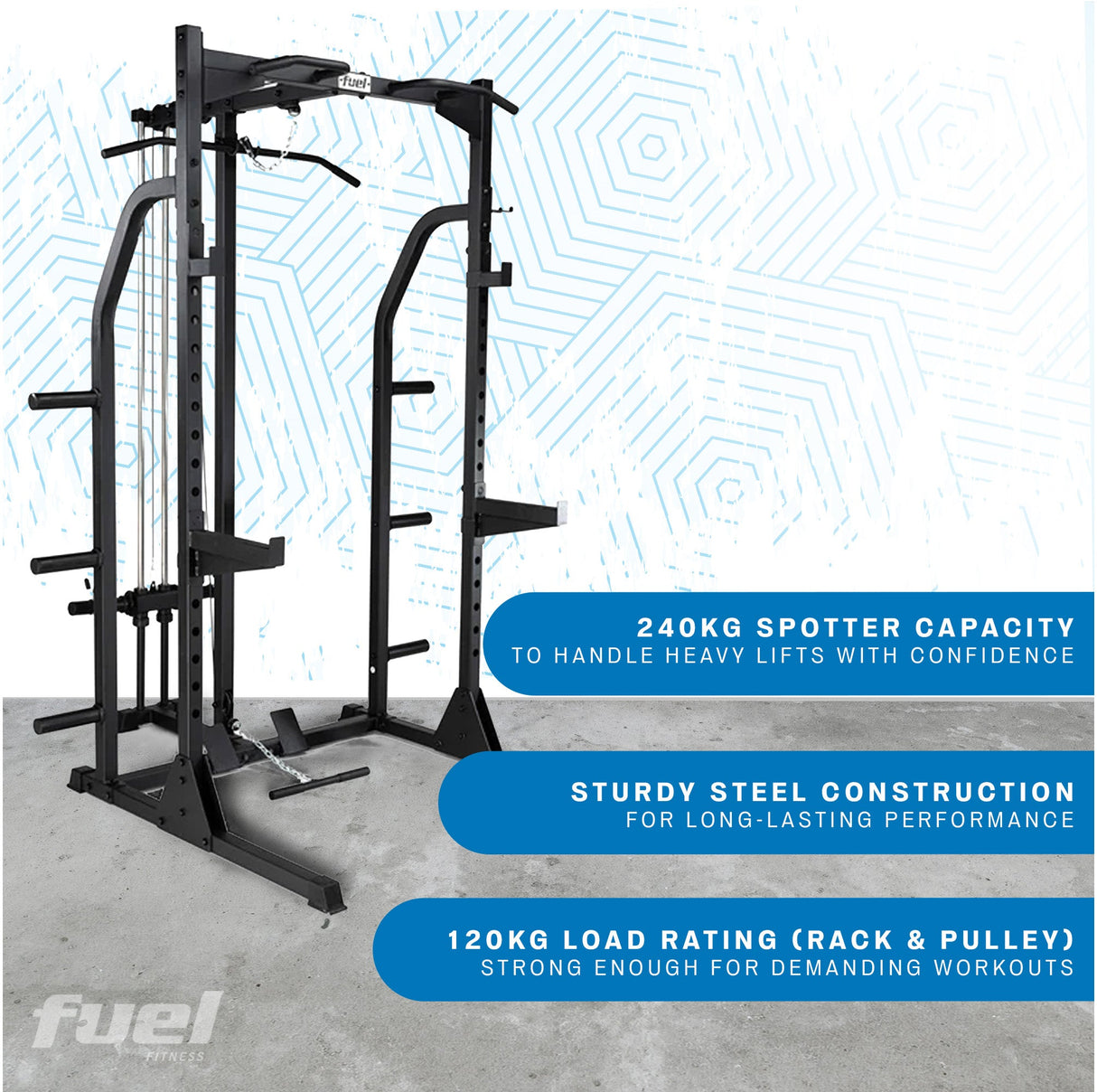 Fuel Fitness Power Rack with Hi-Lo Pulley