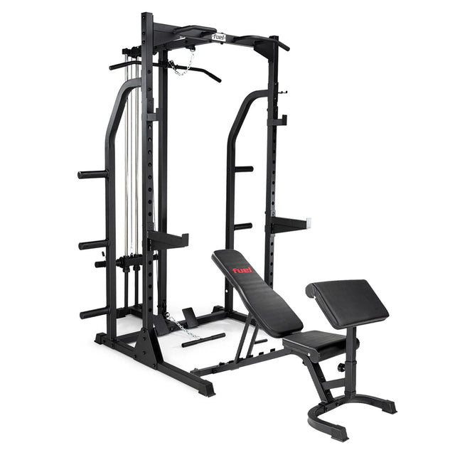 Fuel Fitness Power Rack with Hi-Lo Pulley w/ FID Weight Bench