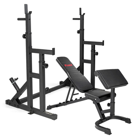 Fuel Fitness Power Rack with Hi-Lo Pulley w/ FID Weight Bench