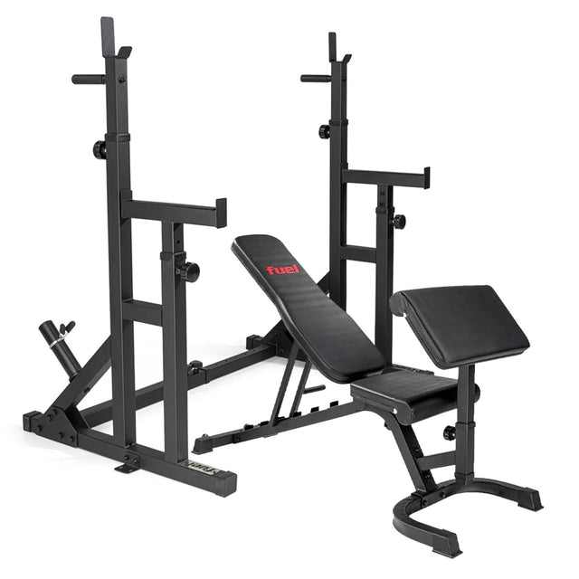 Fuel Fitness Power Rack with Hi-Lo Pulley w/ FID Weight Bench