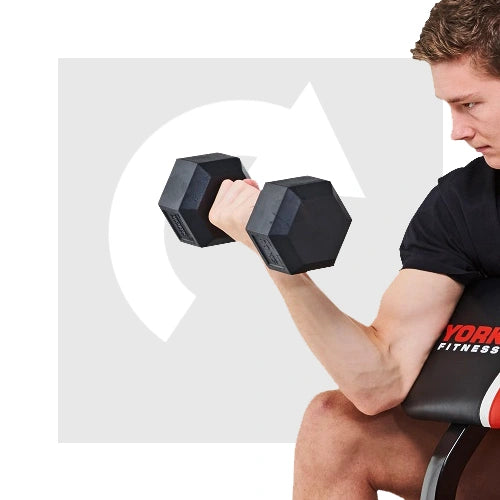 York Warrior 2 in 1 Dumbbell and Ab Bench with Curl Sweatband