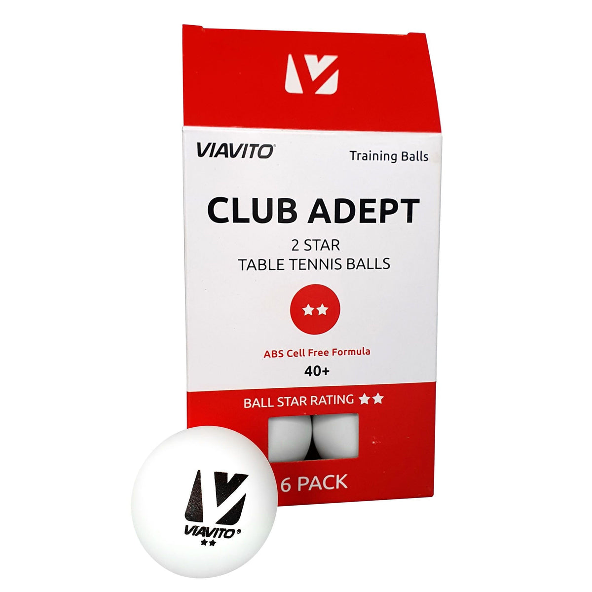 Club Adept 2 Star Table Tennis Balls Pack 6