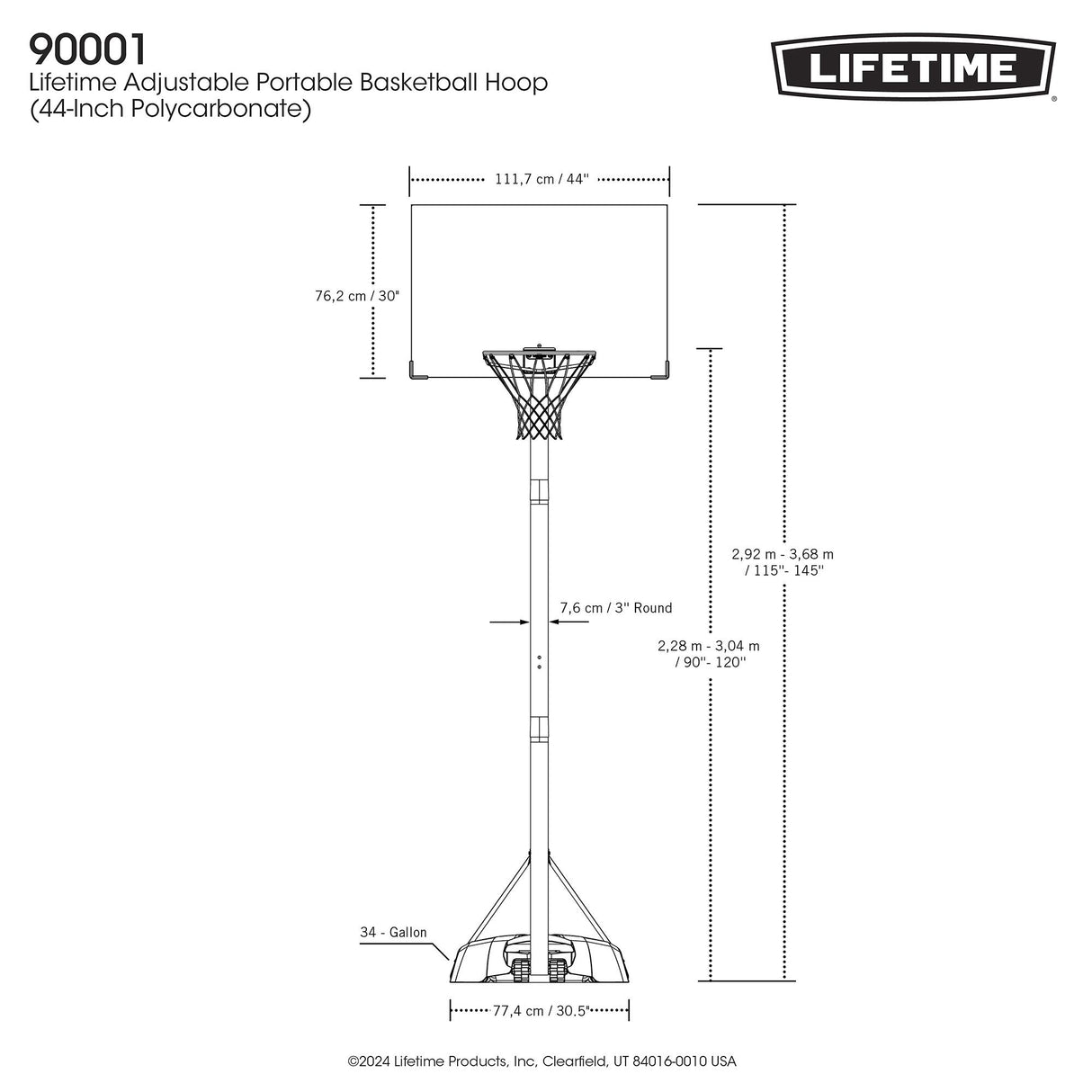 Lifetime Quick Adjust 44 inch Basketball System