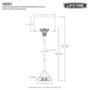 Lifetime Quick Adjust 44 inch Basketball System