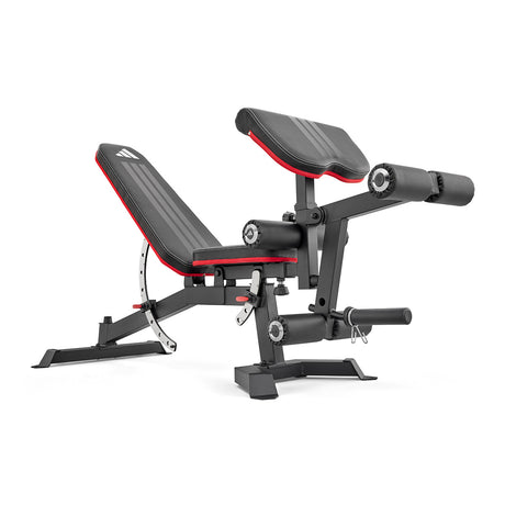 adidas Utility Weight Bench with Preacher Pad and Leg Extension angled