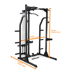Fuel Fitness Power Rack with Hi-Lo Pulley and FID Weight Bench