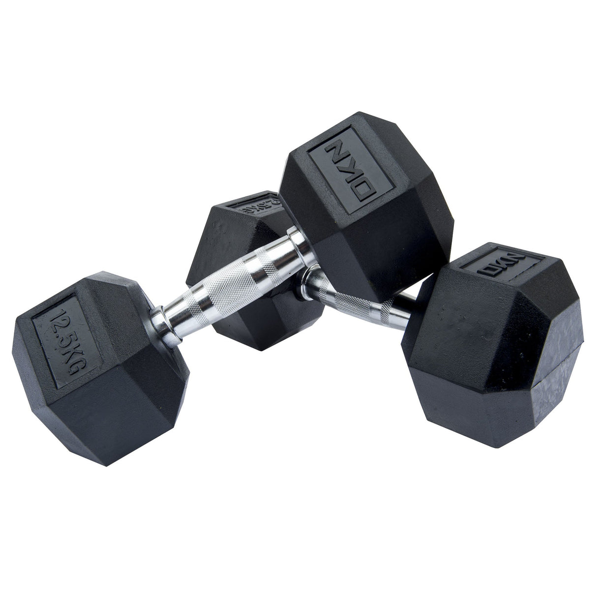|DKN 2 x 12.5kg Rubber Hex Dumbbells|
