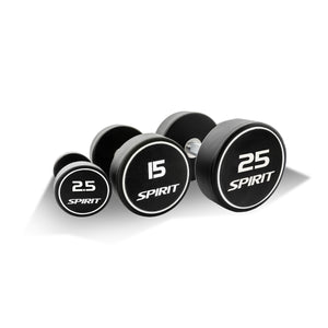 Spirit Fitness 2.5kg to 25kg Round Rubber Dumbbells Set - 10 pairs