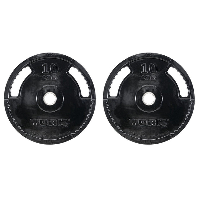 |York 2 x 10kg G2 Rubber Thin Line Olympic Weight Plates|