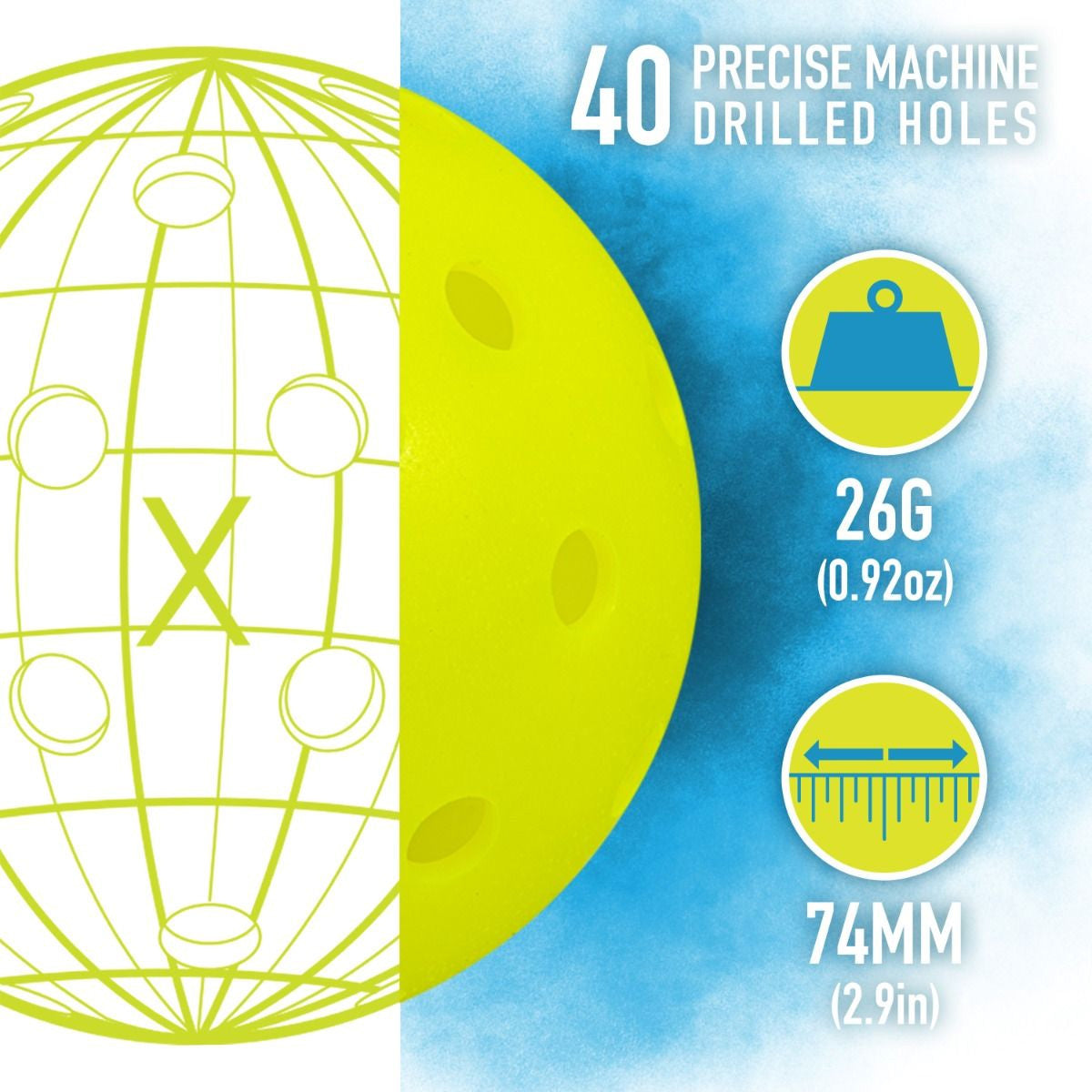 |Franklin Outdoor X-40 Outdoor Pickleball Ball Info2|