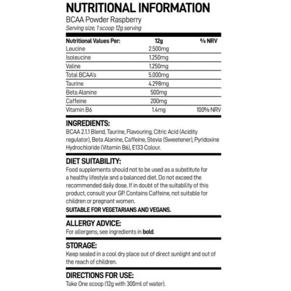 |Bio-Synergy BCAA Pre-Workout Powder - nutritional ingredients|