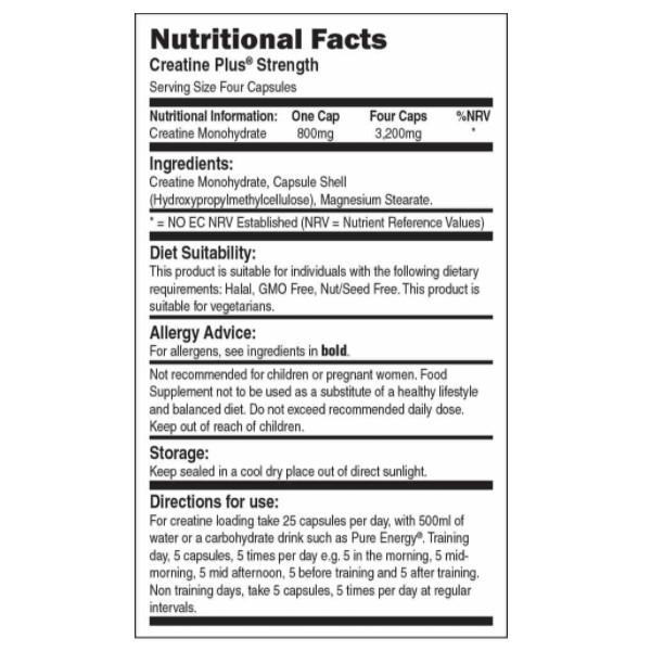 |Bio-Synergy Creatine Plus Strength - nutritional values|