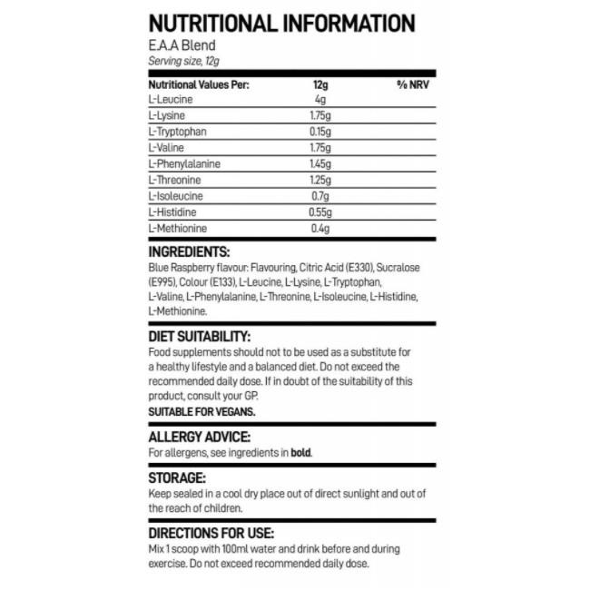 |Bio-Synergy Essential Amino Acids - nutritional values|