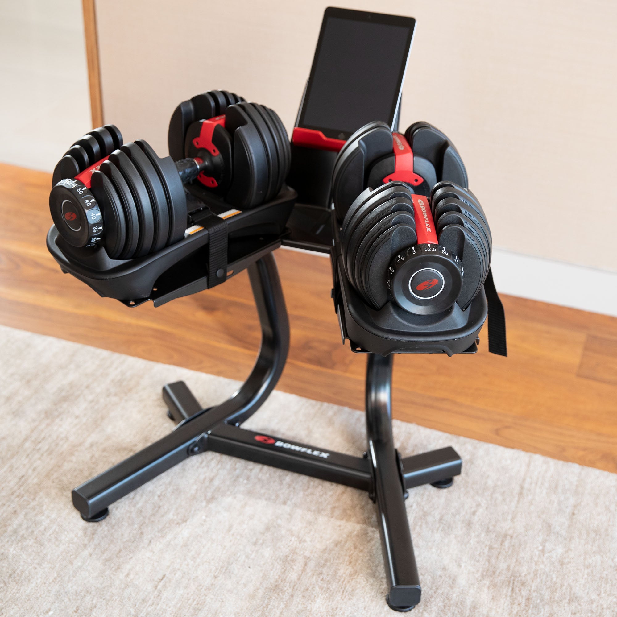 Bowflex selecttech dumbbell stand with media rack reviews shop