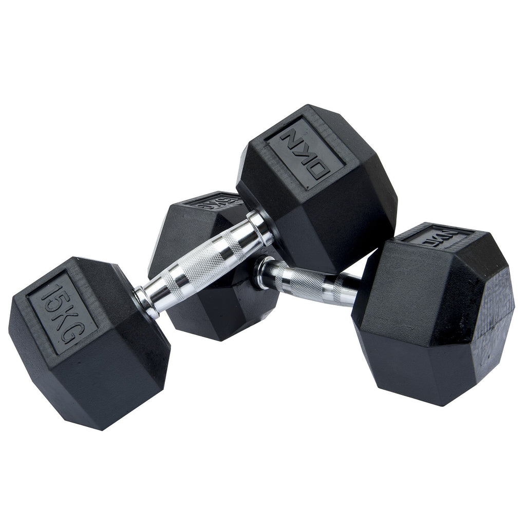 |DKN Rubber Hex Dumbbell - 2 x 15kg|