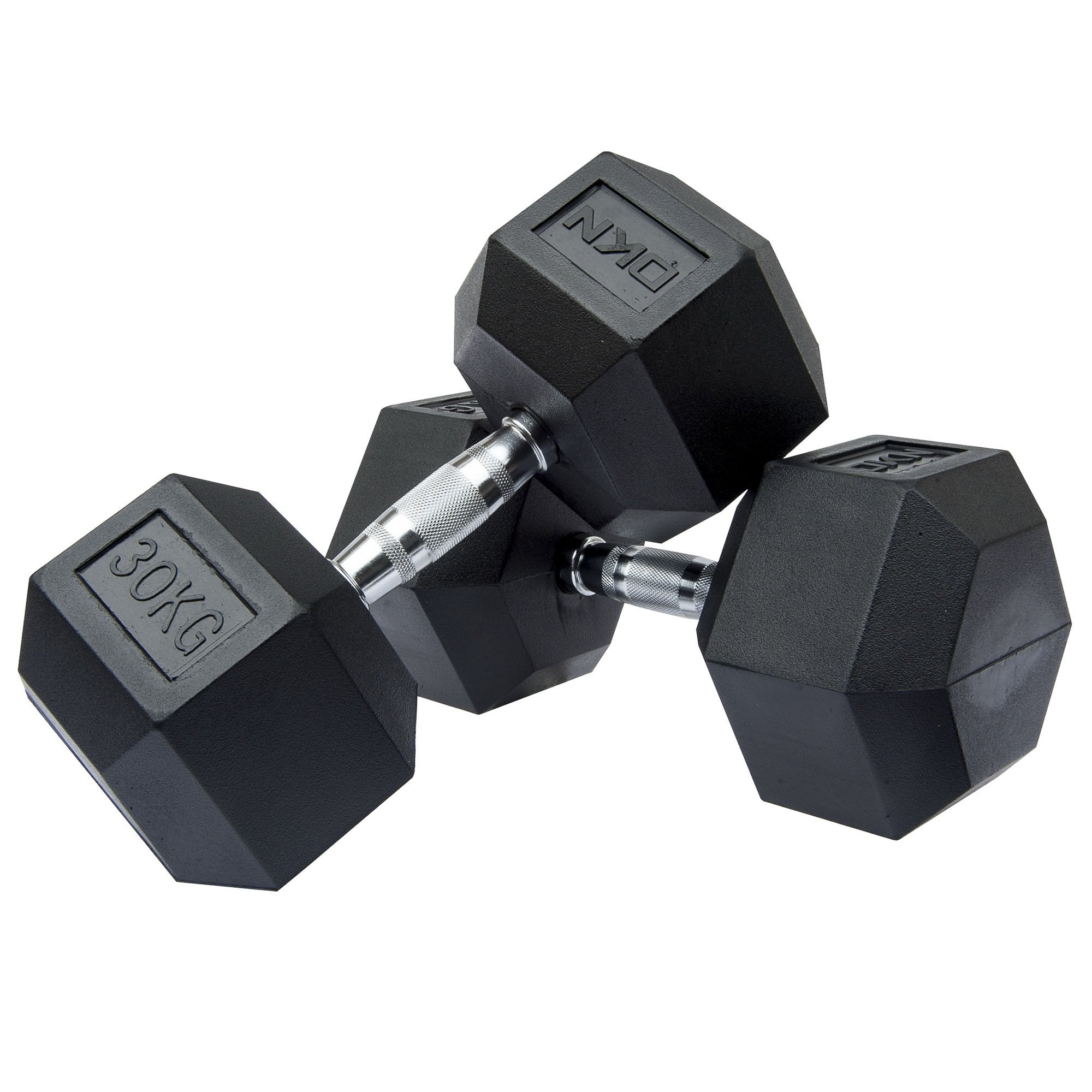 DKN 10kg to 30kg Rubber Hex Dumbbell Set 5 Pairs Sweatband