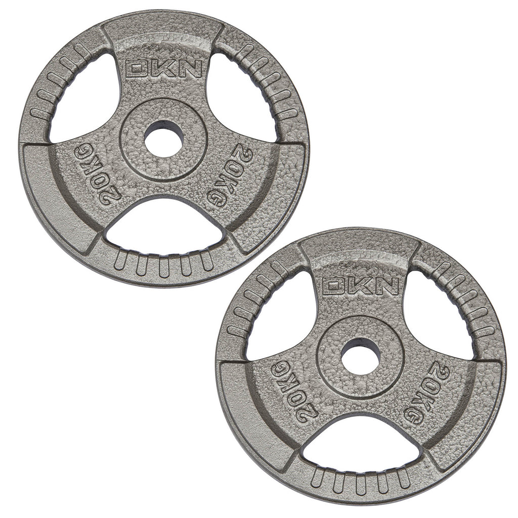 |DKN Tri Grip Cast Iron Olympic Weight Plates - 2x20kg|