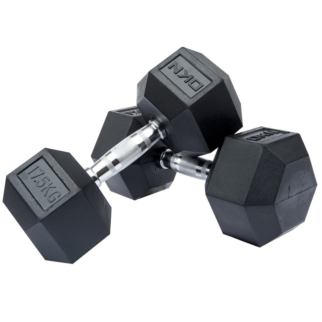 |DKN Rubber Hex Dumbbell 2 x 17kg|