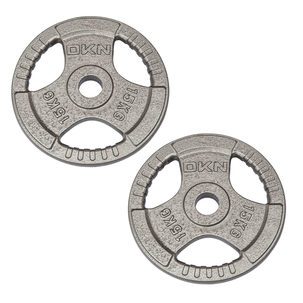 |DKN Tri Grip Cast Iron Olympic Weight Plates - 2x15kg|