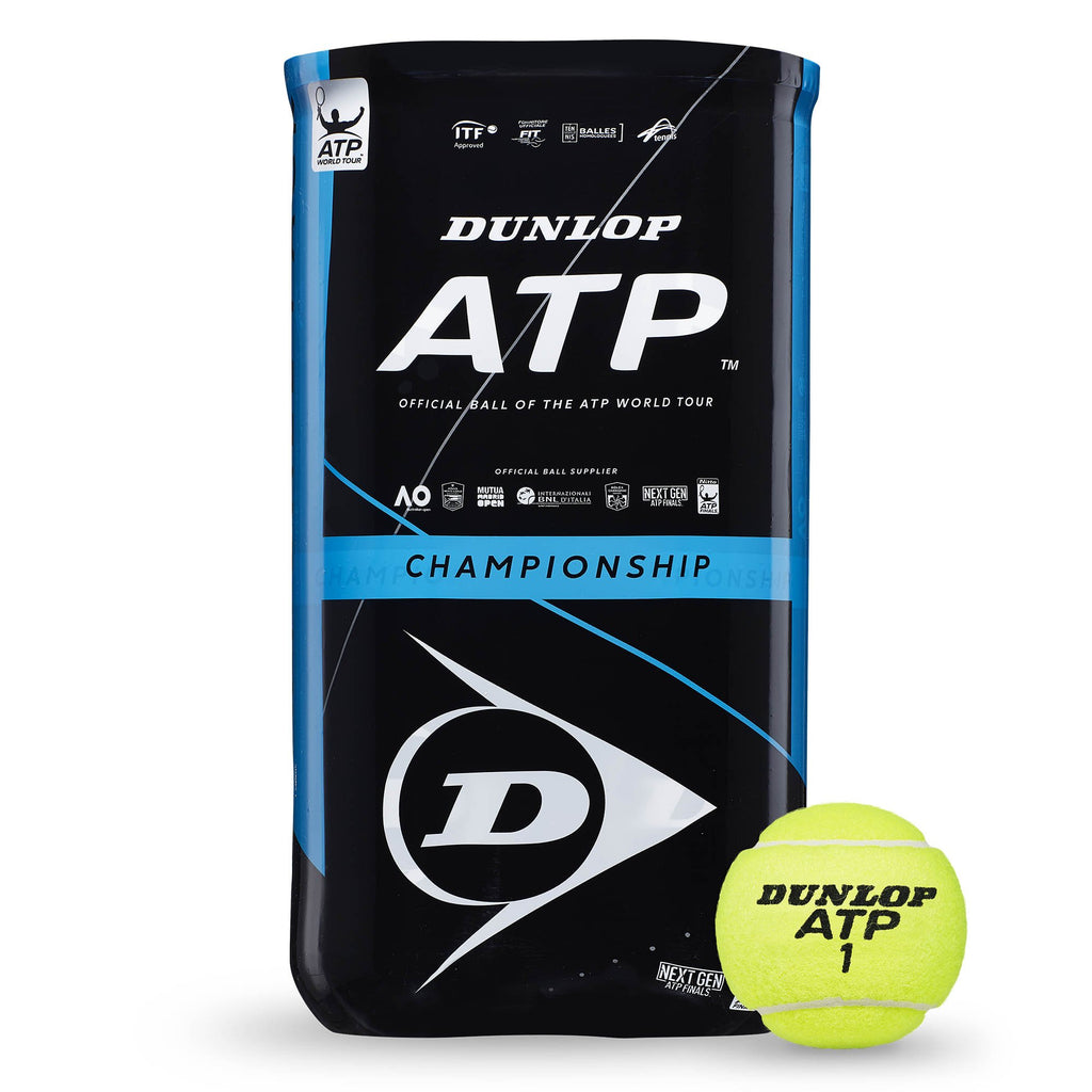 |Dunlop ATP Championship Tennis Balls - 4 Ball Tube Bi-Pack - Ball|