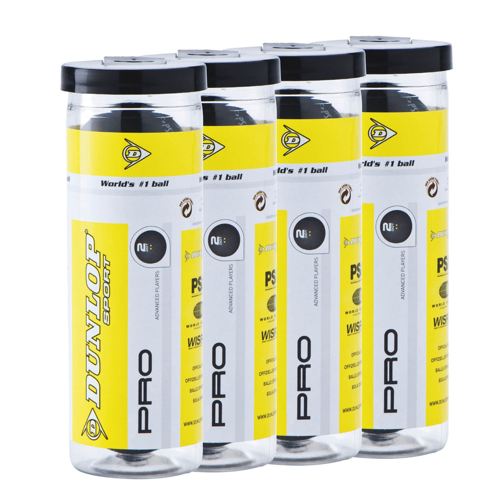 |Dunlop PRO Squash Ball 4 x 3 Tube - 1 dozen|