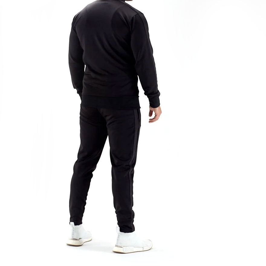 |Half Human Mens Poly Tapered Tracksuit Joggers - Model Back|