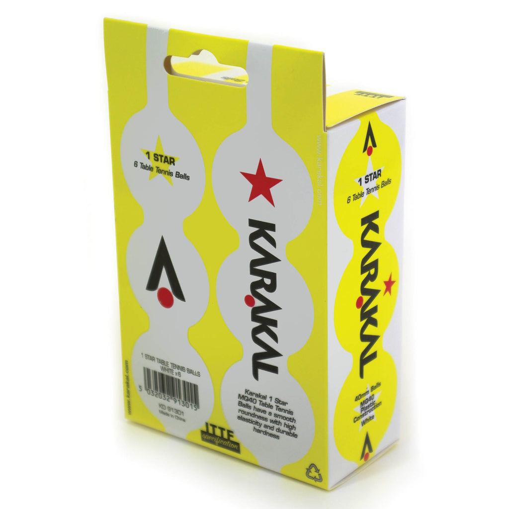 |Karakal 1 Star Table Tennis Balls - Pack of 6 - Back|
