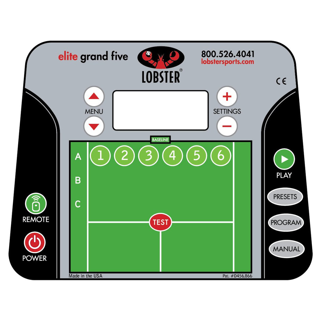 |Lobster Elite Grand Slam 5 Ball Machine - Control Panel|