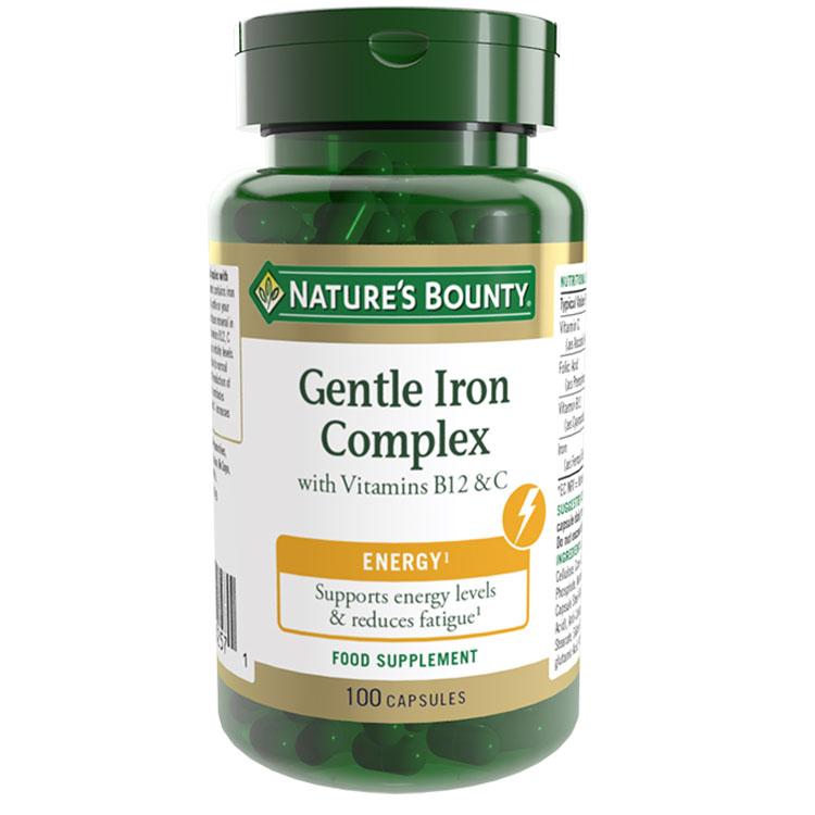 |Natures Bounty Gentle Iron Complex with Vitamins - 100 Capsules|