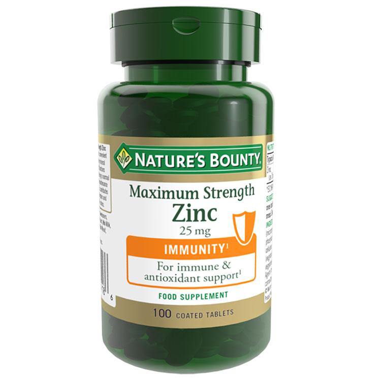 |Natures Bounty Maximum Strength Zinc 25mg - 100 Tablets|