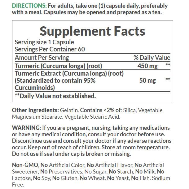 |Natures Bounty Turmeric 500mg - 60 Capsules - Tab|
