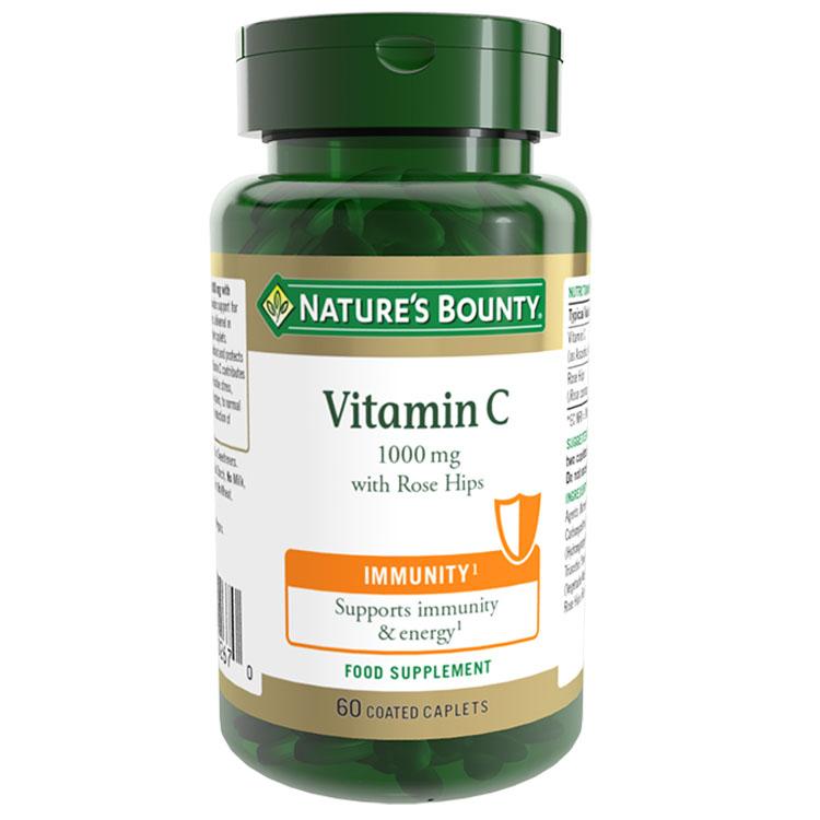 |Natures Bounty Vitamin C 1000mg with Rose Hips - Pack of 60|