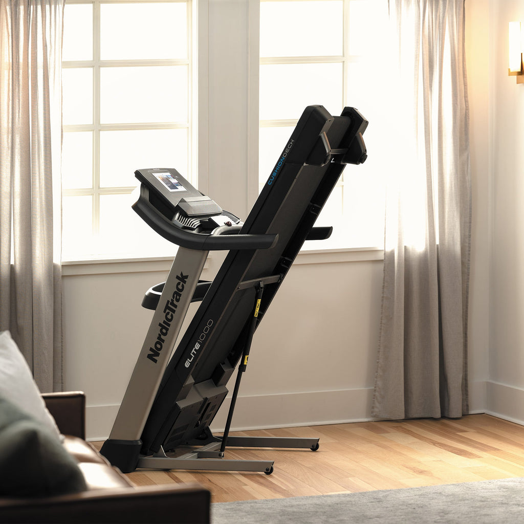 |NordicTrack Elite 1000 Folding Treadmill - Folded|
