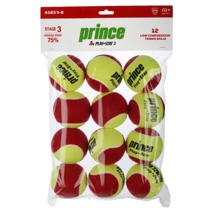 |Prince Play and Stay Stage 3 Red Felt Mini Tennis Balls - 12 Pack|