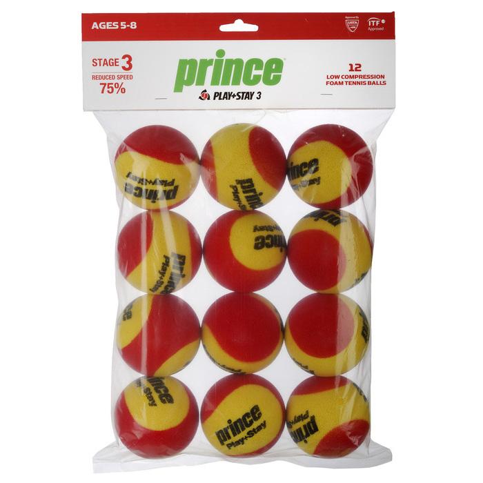 |Prince Play and Stay Stage 3 Red Foam Mini Tennis Balls - 12 Pack|