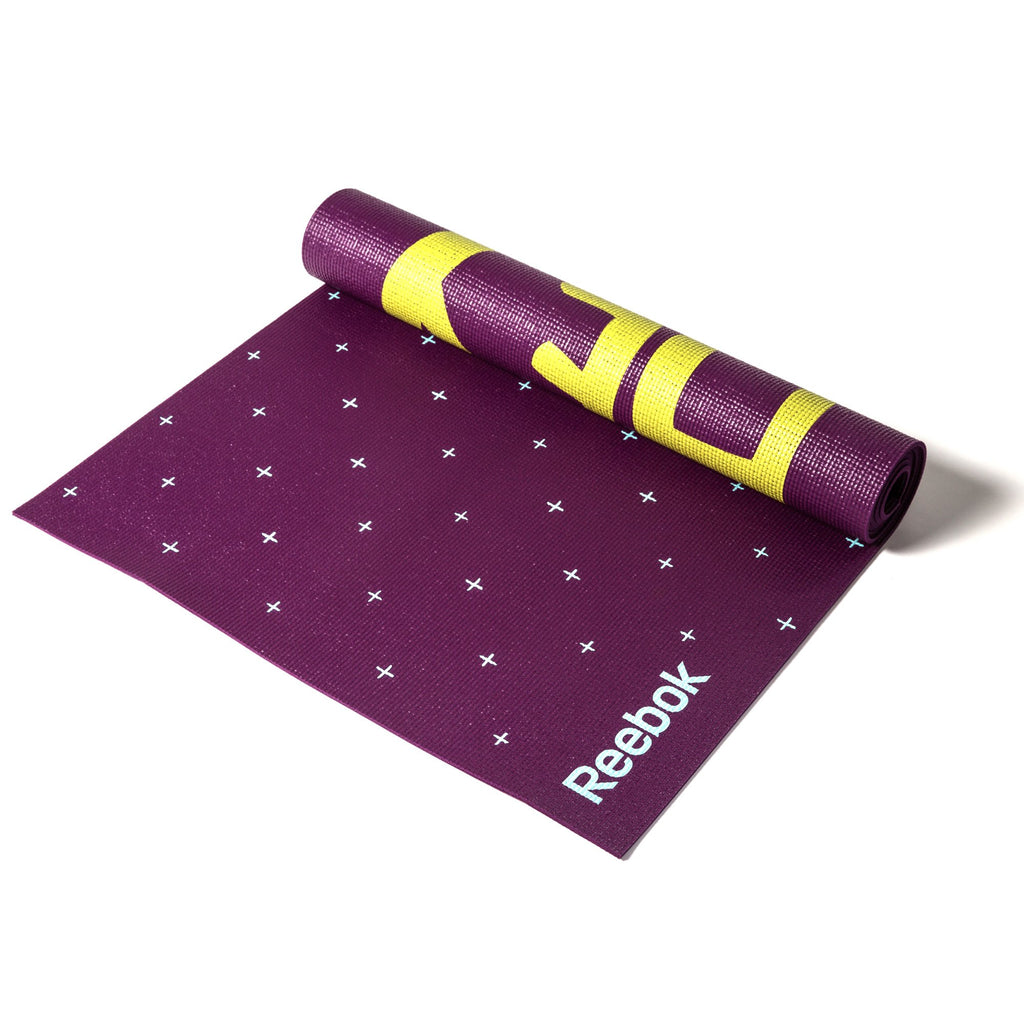 |Reebok Hello Hi 4mm Double Sided Yoga Mat-Partially Rolled|