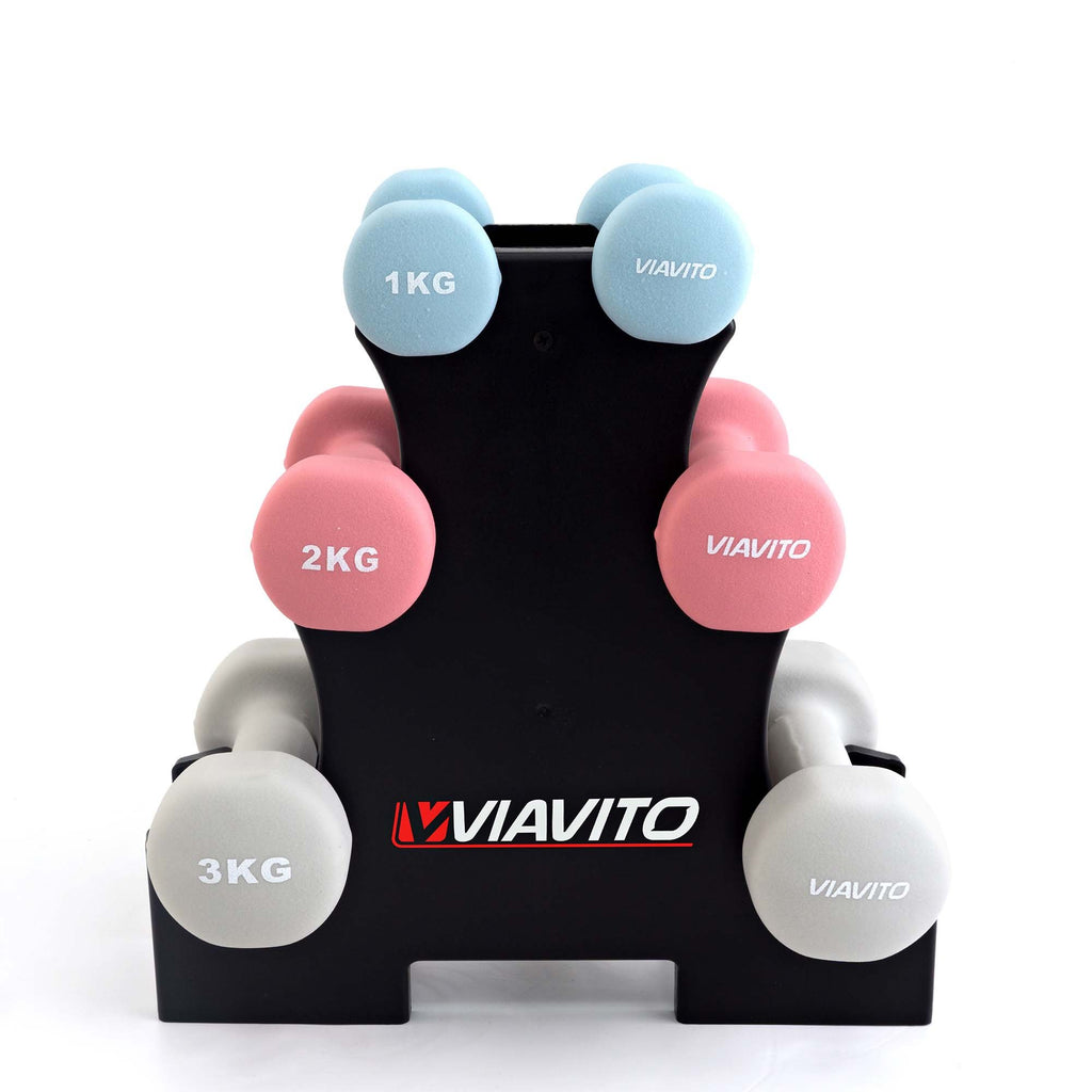 |ViewViavito 12kg Dumbbell Weights Set with Stand - Front|