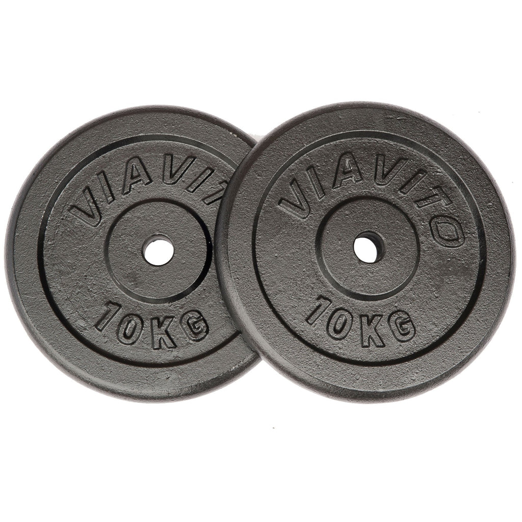 |Viavito Cast Iron Standard Weight Plates - 2x10kg|