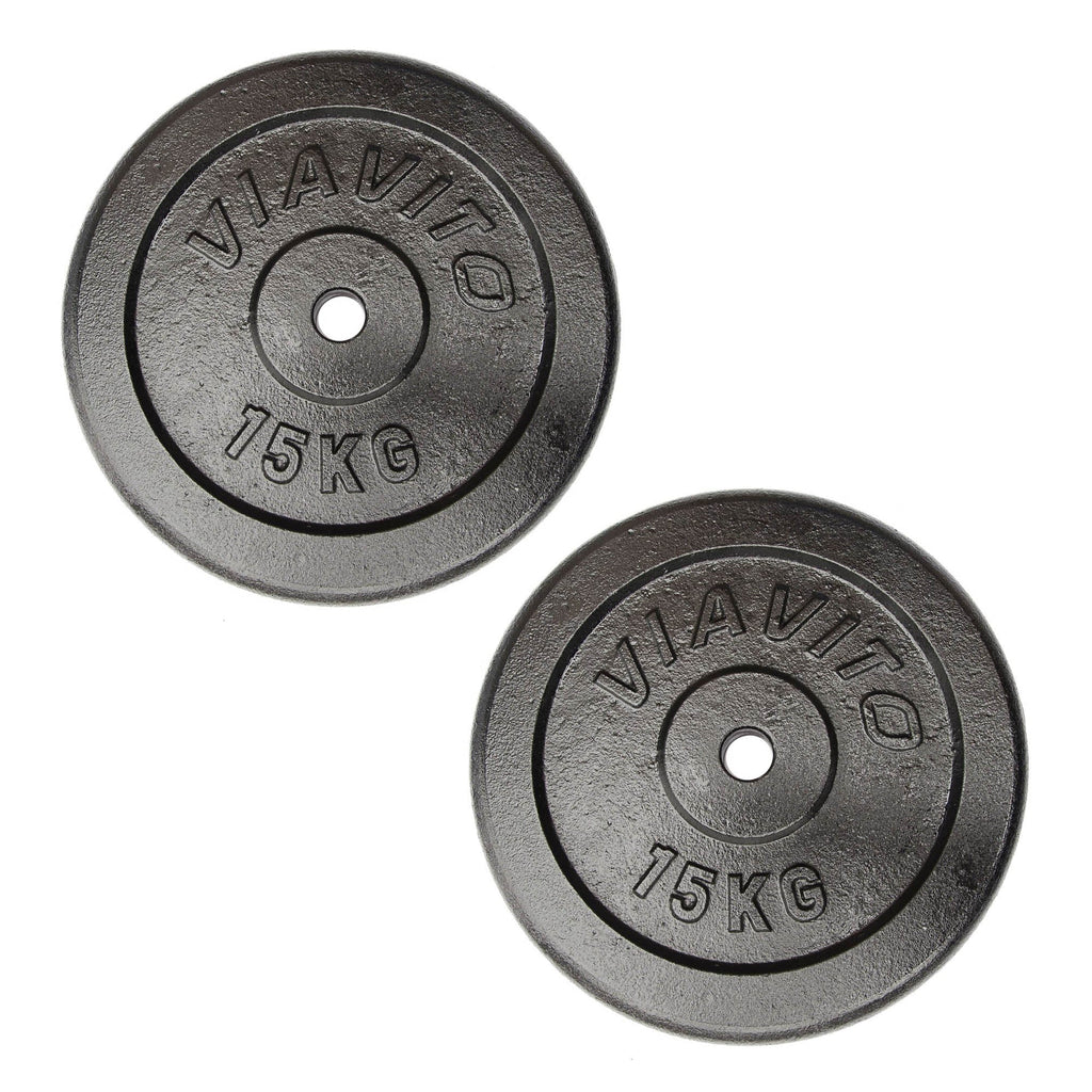 |Viavito Cast Iron Standard Weight Plates - 2x15kg|
