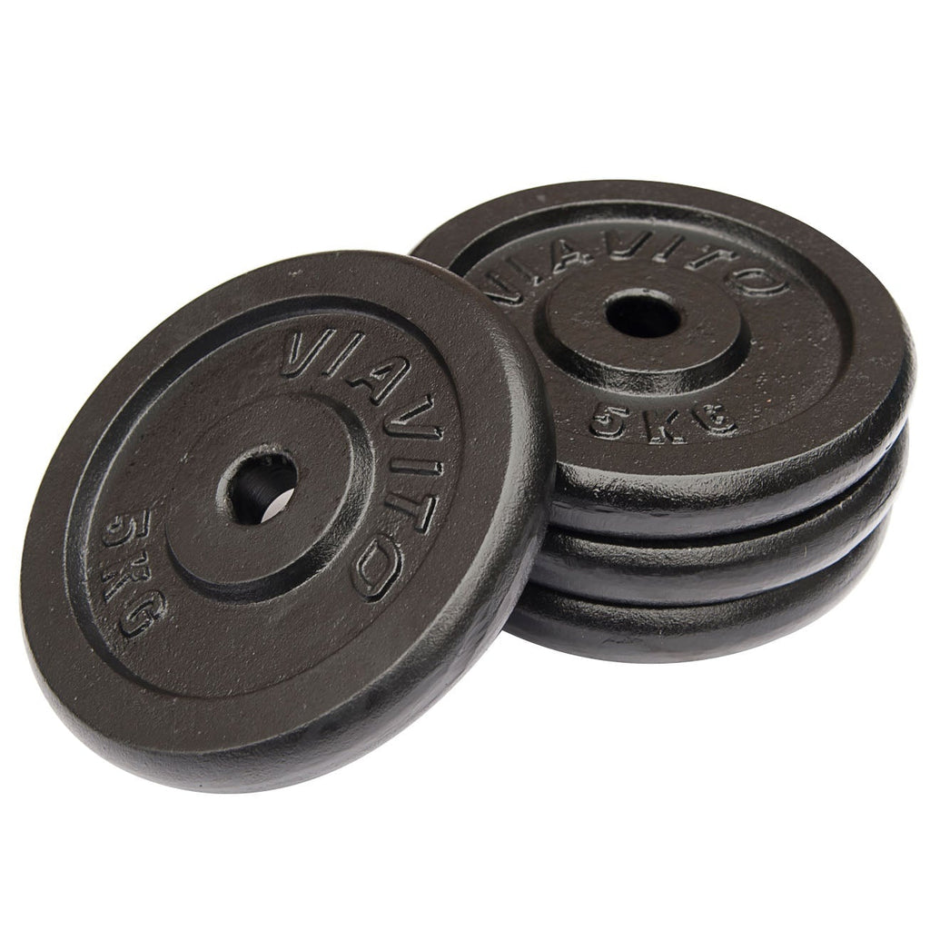 |Viavito Cast Iron Standard Weight Plates - 4x5kg|