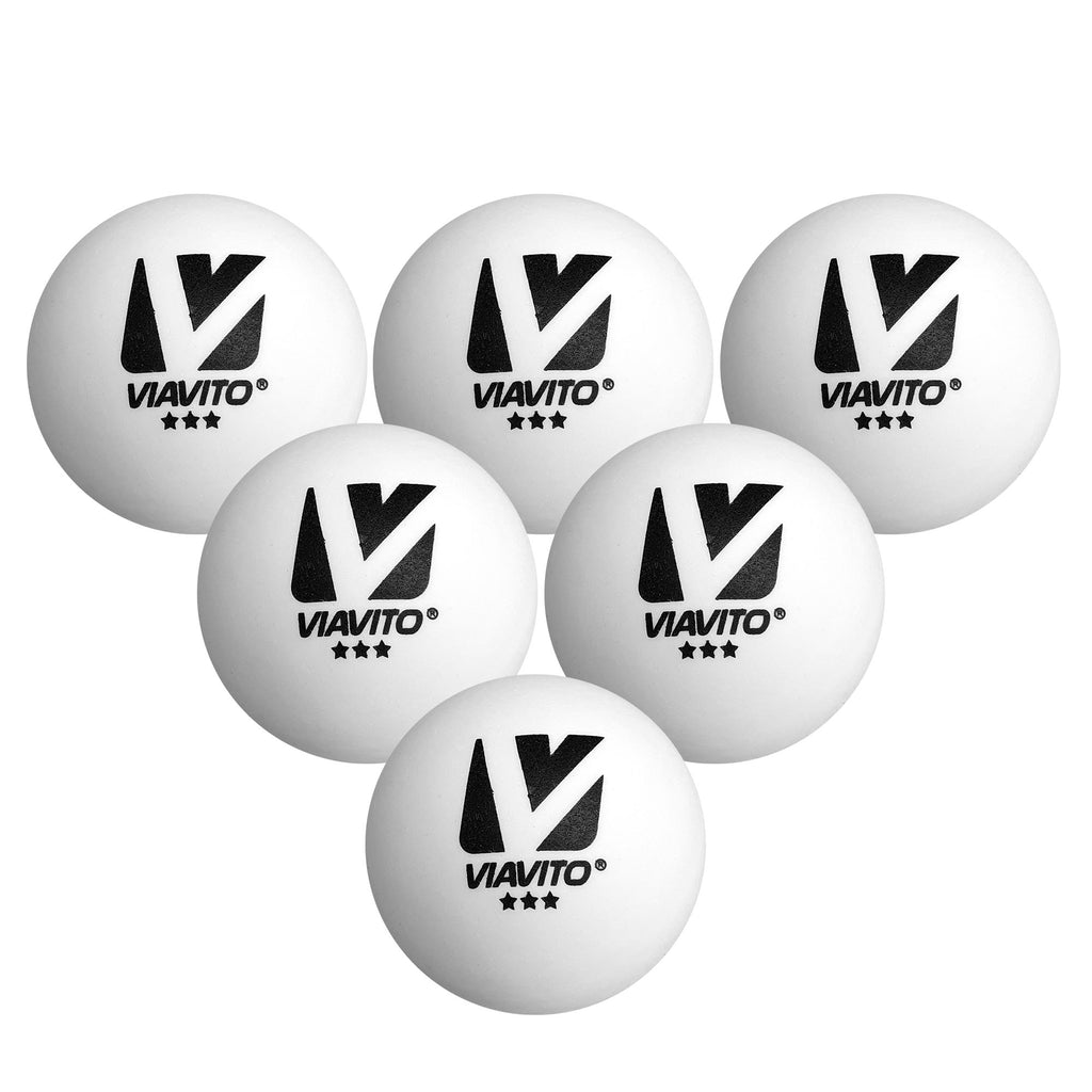 |Viavito Compete Pro 3 Star Table Tennis Balls - Pack of 6 - New - Ballz|