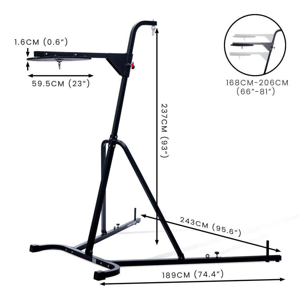 |Viavito HDB1000 Heavy Duty Boxing Stand - Dimensions|